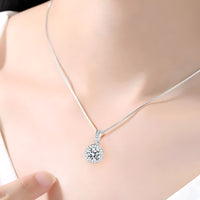 925 Sterling Silver Fine Round AAA Zircon Pendant Necklaces Women Jewelry 273
