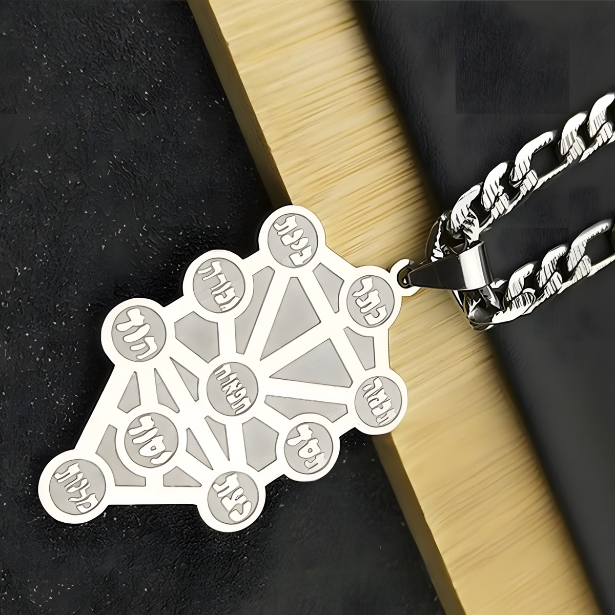 Silver Kabbalah Sephirot Tree Of Life Design – Hebrew symbolic pendant 1073