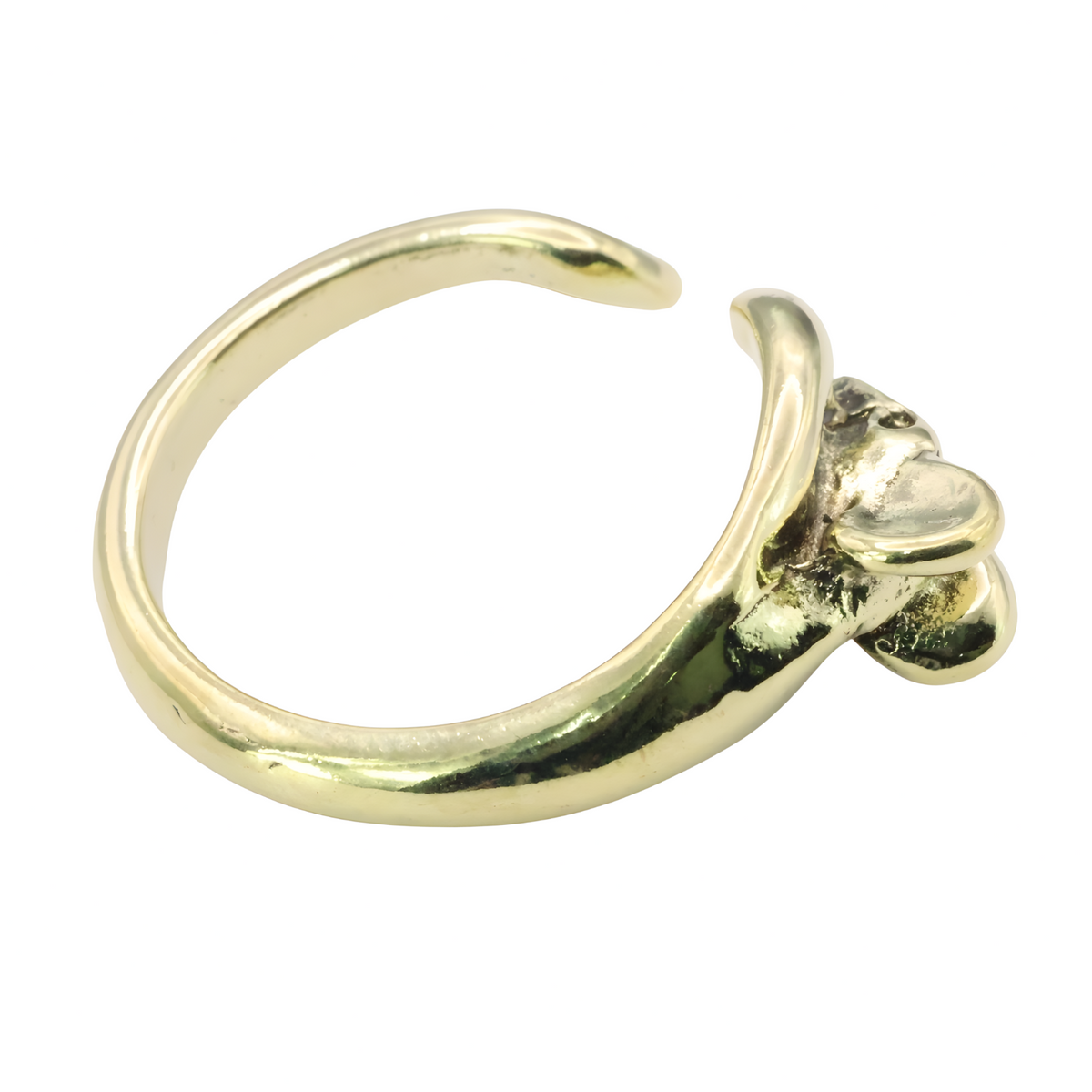 Adjustable Gold Tone Mouse Ring — Cute Animal Wrap Open Band, Adjustable B263