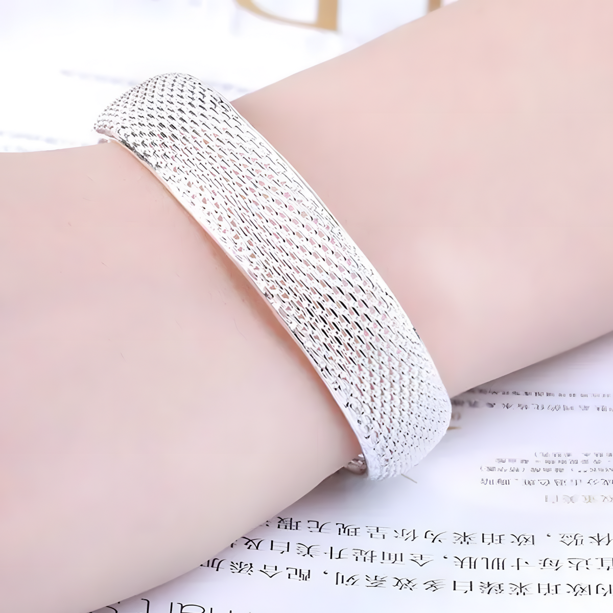 Unified Jewellery Premium Wide Mesh Cuff Bracelet Women Adjustable Bangle 1826