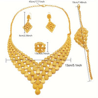 5-Piece Bridal Jewelry Set: Earrings, Necklace, Bangle, Ring, Exaggerated 110