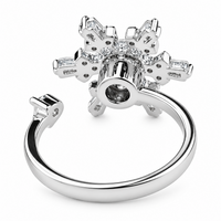 Rotatable Snowflake Spinner Ring For Women, Adjustable Open Band Fidget 1509