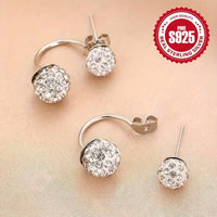 Exquisite Double Ball Design Stud Earring 925 Sterling Silver Hypoallergenic 136