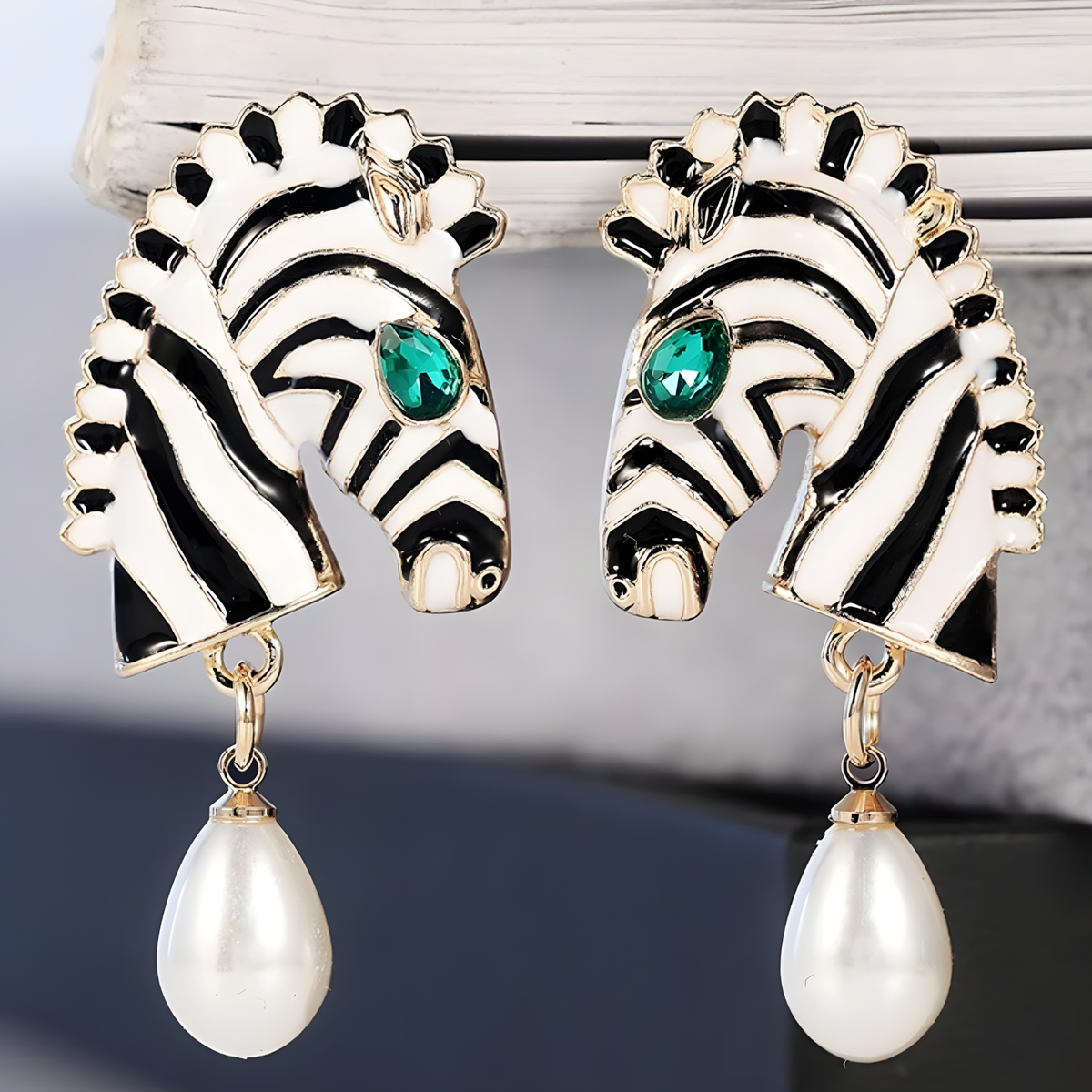 Zebra Drop Earrings For Women Gold Plated Animal Pattern Dangle Earrings 1460