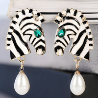 Zebra Drop Earrings For Women Gold Plated Animal Pattern Dangle Earrings 1460