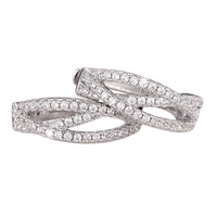 Silver-Plated Streamlined Hoop Earrings Cubic Zirconia, 1.5cm Elegant Twist 158