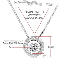 925 Sterling Silver Jewelry Round Zircon Pendants Necklaces Women Fine Semi 267