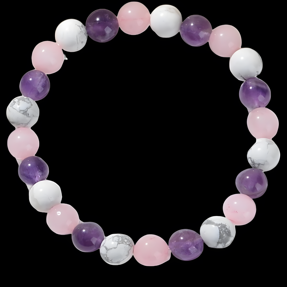 8mm Sleep Bracelet – Amethyst, Rose Quartz & Howlite Beads, 8mm Round Beads 1487