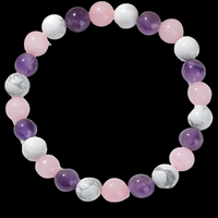 8mm Sleep Bracelet – Amethyst, Rose Quartz & Howlite Beads, 8mm Round Beads 1487