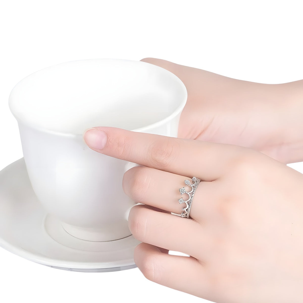 925 Sterling Silver Adjustable Crown Ring AAA Cubic Zirconia -Elegant Design 384