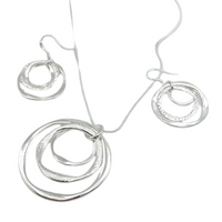 925 Sterling Silver Necklace Earring Jewelry Set for Women Lady: Dainty Pave 664