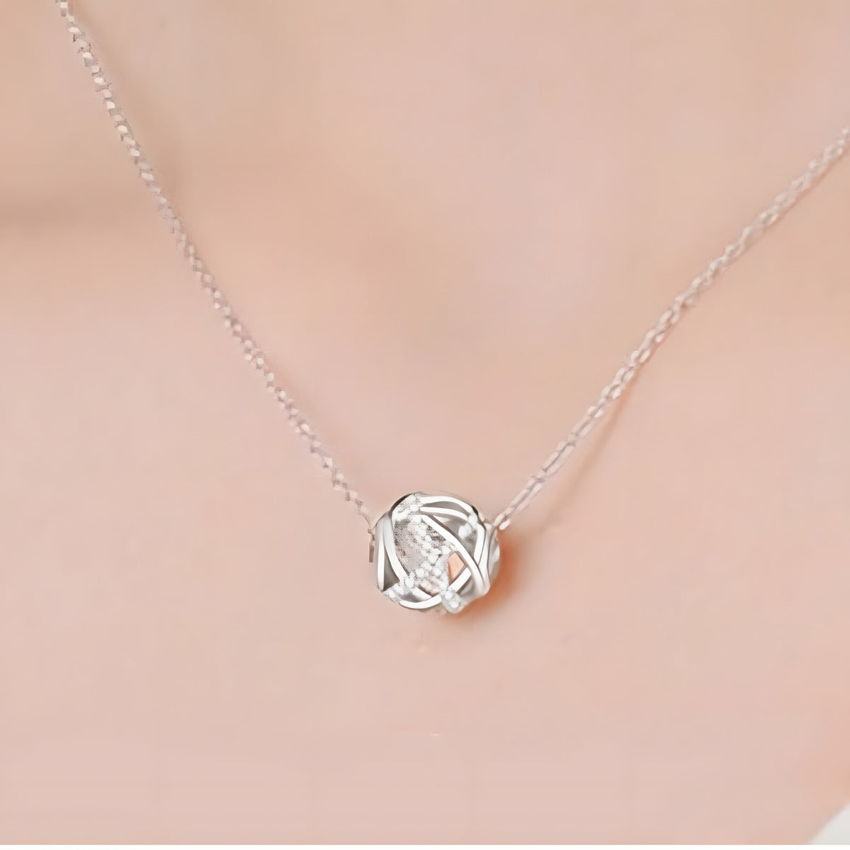 925 Sterling Silver Modern Globe Necklace for Women – Crisscross Pendant 284