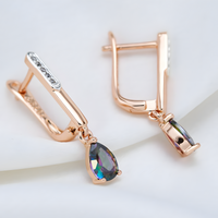 Rose Gold Colour Drop Earrings for Women, Copper Alloy with Silver Colour 1290