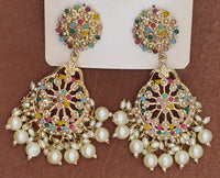 Elegant Bollywood Inspired Gold Kundan Earrings - Traditional Indian Jewelry 240