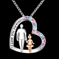 Father Daughter Heart Necklace for Women – Zinc Alloy Pendant Multi-Colour 1246