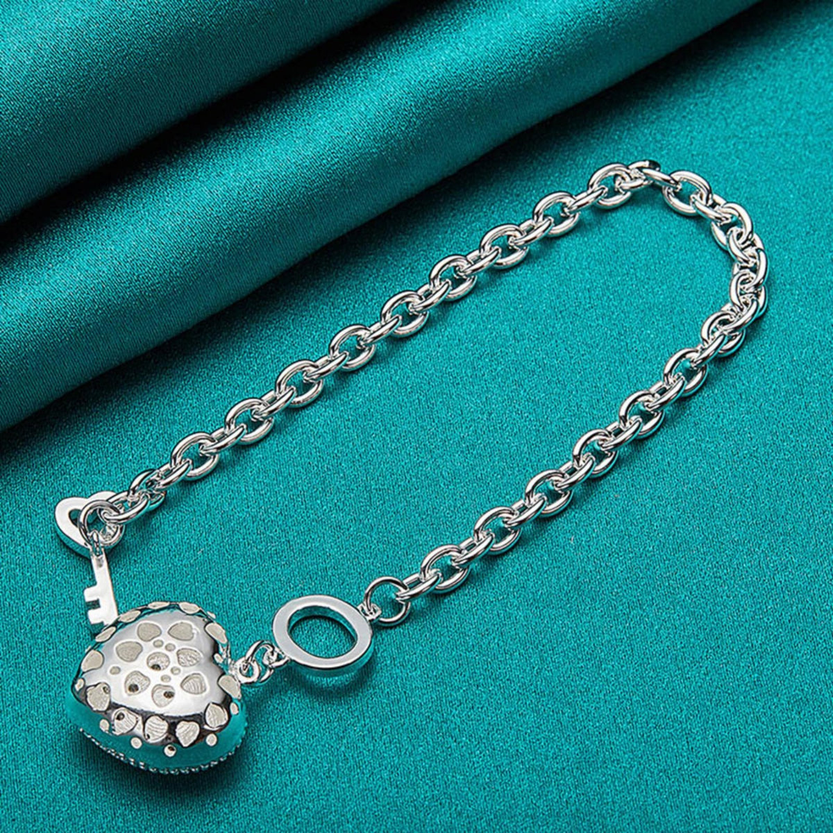 925 Sterling Silver Heart Pendant Necklace Women– Sparkling AAA Zircon Chain 690