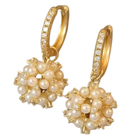 Elegant Zirconia and Faux Pearl Pendant Earrings for Teen Girls, Exquisite 111