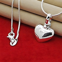 925 Silver-Plated Heart Pendant Necklace Women – Cute & Romantic Snake Chain 872