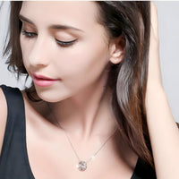 Sterling Silver Heart Circle Pendant Necklace Women Real 925 Silver Chain 282