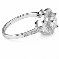 Adjustable Pear Shaped Halo Ring, Sparkling Zircon Proposal Ring, Silver 1623