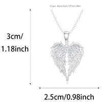 Angel Wings Heart Pendant Necklace 45cm+5cm Adjustable Chain Winged Heart 1484