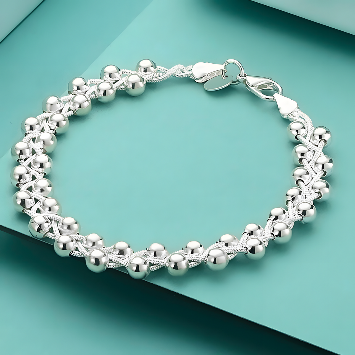 Twisted Bead Bracelet For Women 20CM Lobster Clasp Round Ball Statement 1774
