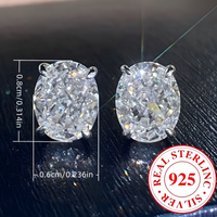 Women's Oval Zirconia Stud Earrings, Copper Alloy Female Jewelry, Elegant 515