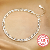 925 Sterling Silver Starry Sky Bracelet for Women, Vintage Korean Designer 522