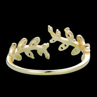 Sterling Silver Leaf Ring(Adjustable)Open Leaf Branch Ring with Cubic Zircon 392