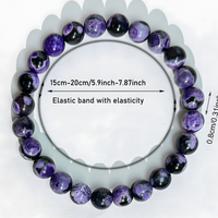 Anxiety Beaded Bracelet — Fire Agate Purple Polished Beads, Empathy Calms 1407