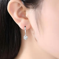 Women's Dangle Hoop Earrings,925 Sterling Silver Plated with Round-Cut Cubic 467