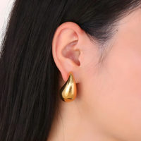 Modern Polished Teardrop Stud Earrings for Women | Sleek and Simple Raindrop 431