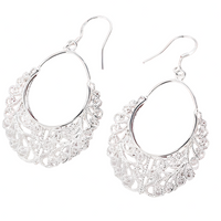 Vintage Filigree Drop Earrings for Women – Copper Alloy 925 Silver Plating 1203
