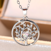 Tree of Life Pendant Necklace Women-Copper Metal Round Family Tree Necklace 1130