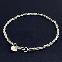 Twisted Rope Chain Bracelet, 20cm Silver Colour Link Bracelet, Trendy Round 1795