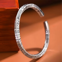 Rhodium-Plated Mobius Loop Open Bracelet — 66mm Diameter Adjustable Cuff 1447