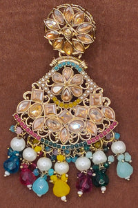 Elegant Bollywood Inspired Gold Kundan Earrings - Traditional Indian Jewelry 200
