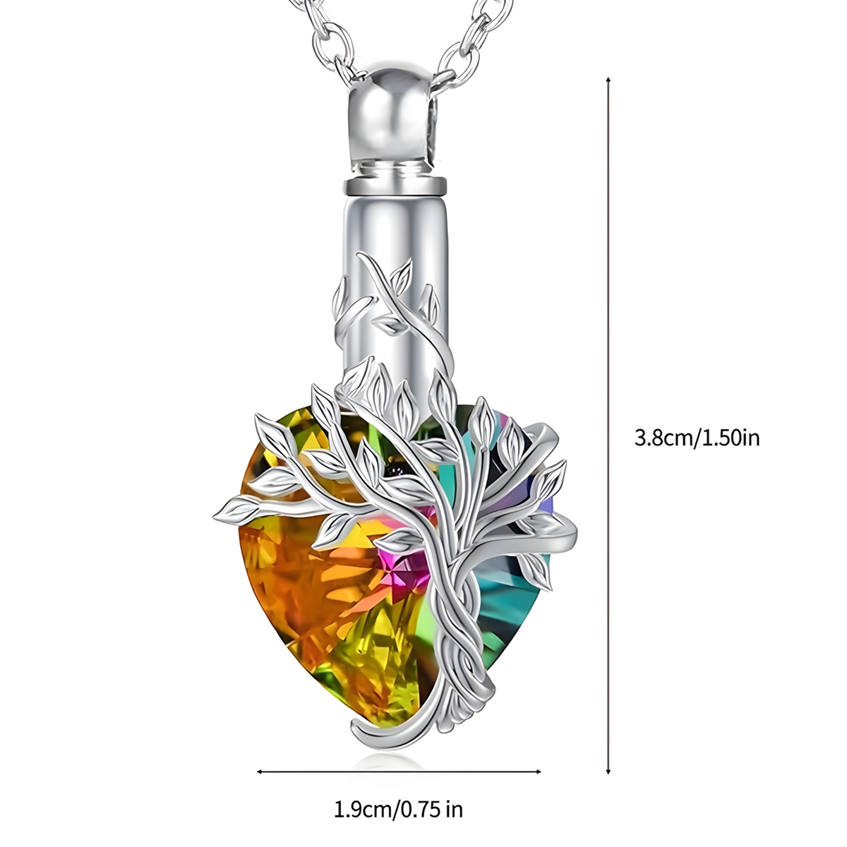 Heart Tree of Life Urn Necklace 925 Sterling Silver Ashes Memorial Unisex  B93