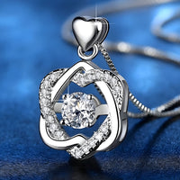 Sterling Silver Heart Knot Pendant Necklace for Women – Real 925 Box Chain 289