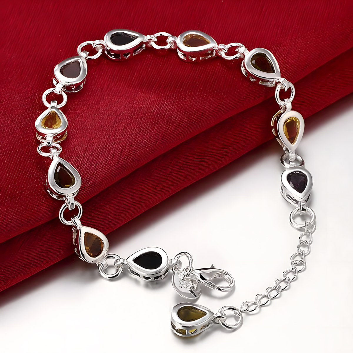 Unified Jewellery Premium Multicolour Teardrop Crystal Bracelet 20cm 1833