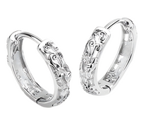 925 Sterling Silver Caved Hollow Pattern Hoop Earrings Huggie Trendy Jewelry 633