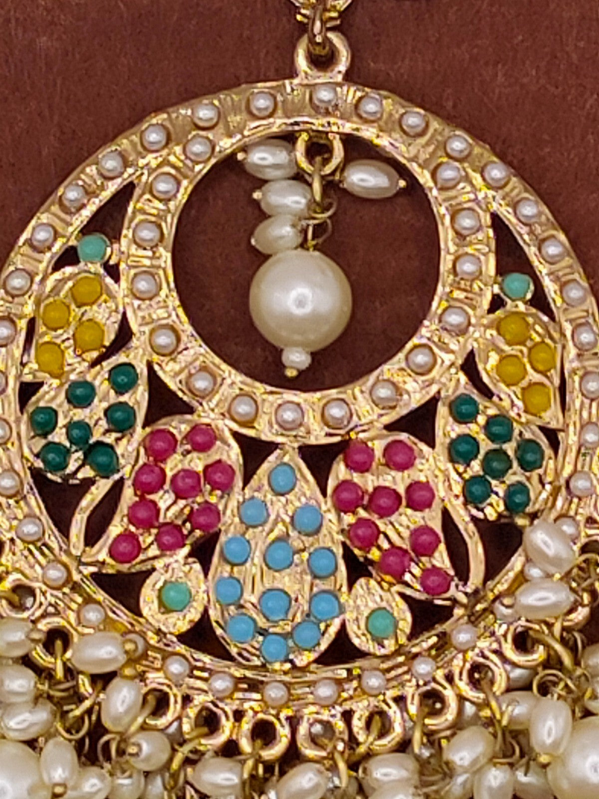 Elegant Bollywood Inspired Gold Kundan Earrings - Traditional Indian Jewelry 241