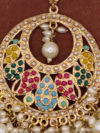 Elegant Bollywood Inspired Gold Kundan Earrings - Traditional Indian Jewelry 241