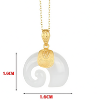 Exquisite 18K Gold Plated Hetian White Jade Pendant Necklace Double Happines B83