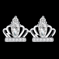 Crown Zircon Stud Earrings for Women – Cute Romantic Style 925 SilverPlated 1004