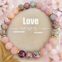 Love Natural Quartz Jasper Stones Gold Plated Alloy 19cm Stretch Fashion 1401