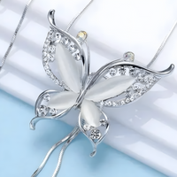 Silver-Tone Butterfly Necklace for Women – Copper Alloy 925 Silver Plating 1205