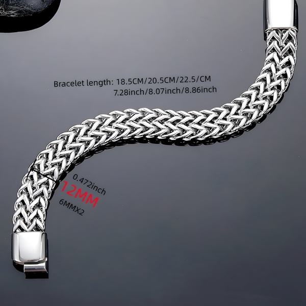 12mm Silver Plated Chain Bracelet Men Women Chunky Link Secure Clasp  1971