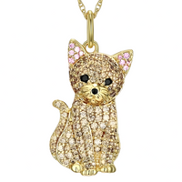 Cat Pendant Necklace - Gold-Plated & Silver-Plated Animal Charm Necklace B253