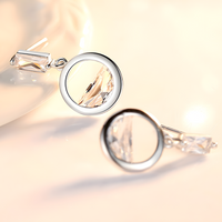 Half Round Cubic Zirconia Geometric Drop Earring Women Trendy Copper Dangle 1014